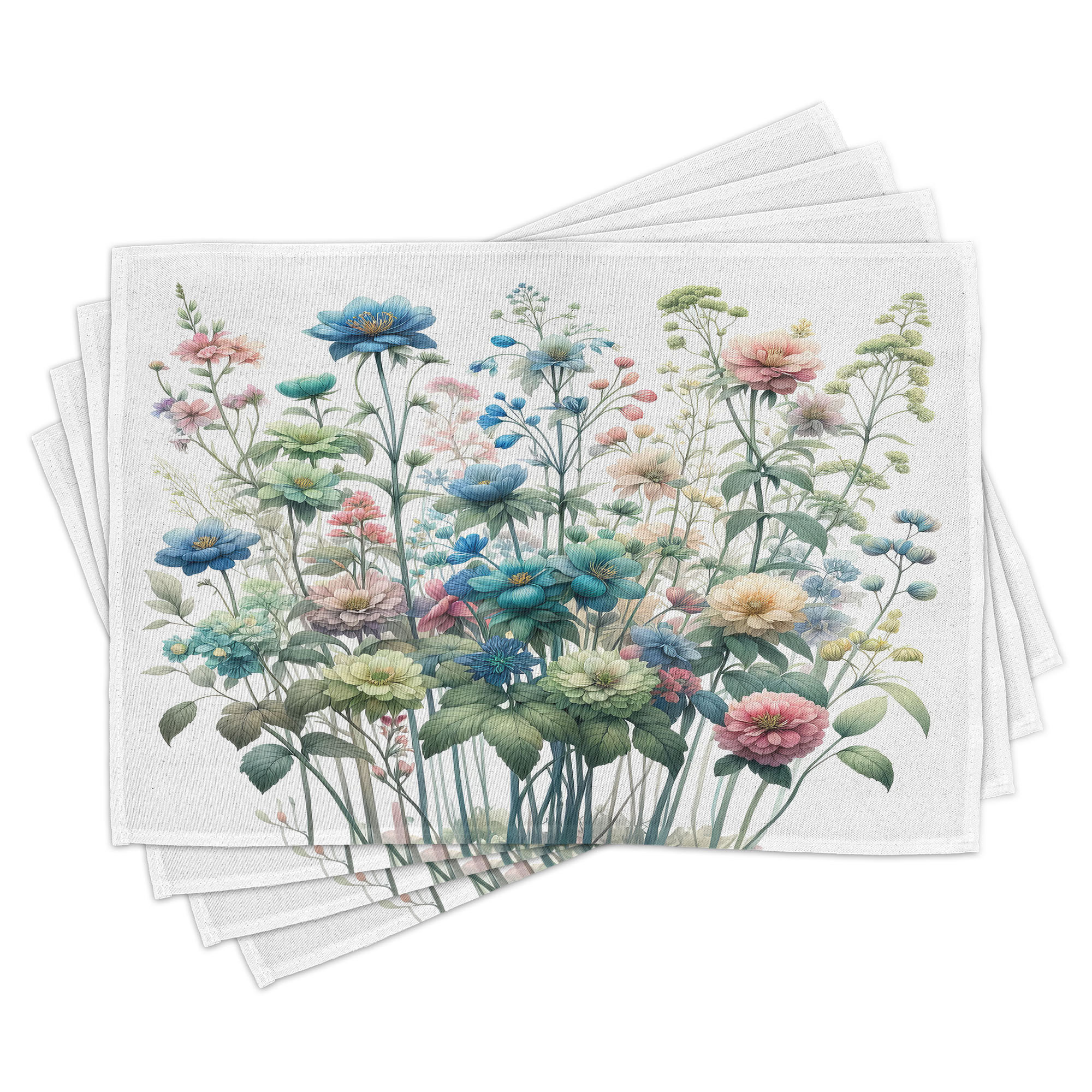 Ambesonne Floral Place Mats Set of 4 Garden Peony Flowers Leaves ...