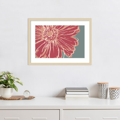 Flower Pop Sketch IV Red by Marie Elaine Cusson Wood Framed Wall Art Print
