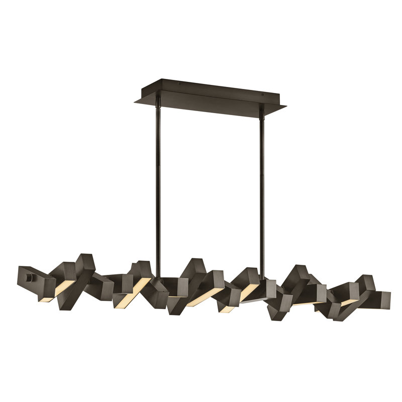 1 - Light Kitchen Island Rectangle Chandelier, Painted Black Oxide