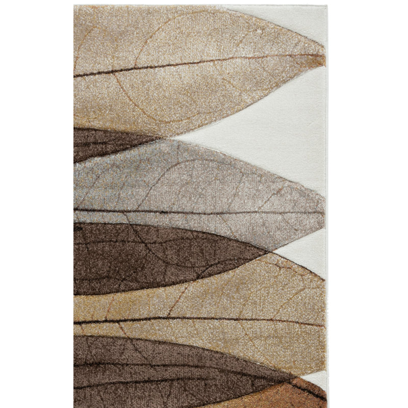 Tapis floral Jeromie Performance, Rectangle 4pi x 6 pi, Brun / Noir / Ivoire