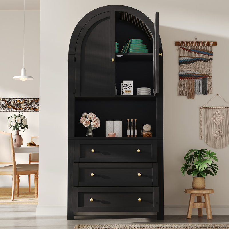 180cm Kitchen Pantry, Matte Black