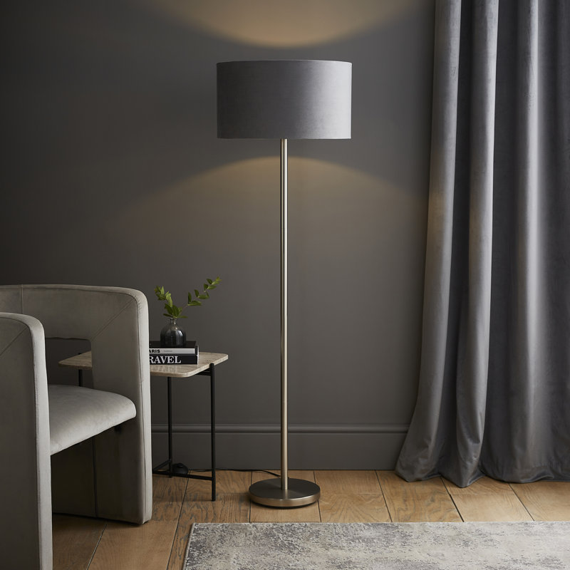 Pearletta Traditional Floor Lamp, Yes, Chrome, Grey