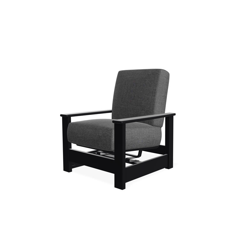 Leeward Marine Grade Polymer Deep Seating Cushion Arm Chair with Hidden Motion, Cast Slate Sunbrella® Plainweave, Beachwood