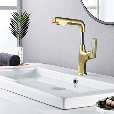 Matte Black Pull - Down Faucet For Bathroom And Kitchen With Lift Spout, 3.55 In Range, Splash Reducing Dual Spray Modes Aerated Stream