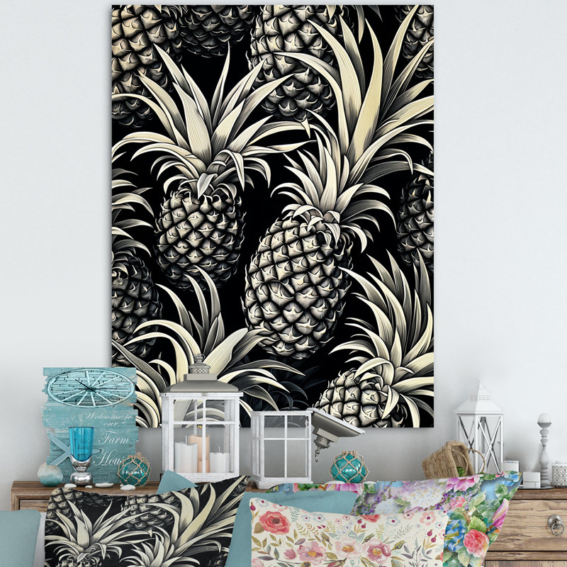 Doux ananas juteux délice III sur toile, Toile tendue, H 44 po x l 34 po x P 1,5 po