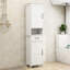 Armoire de rangement de salle de bain à double porte étroite à double hauteur avec 2 tablettes réglables-109740994