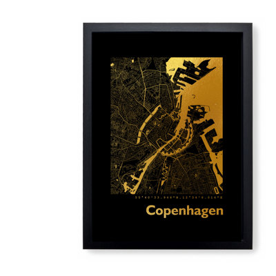 Copenhagen Map - Single Picture Frame Print