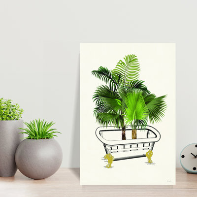 «Bathaign Palms 1», art mural tropical contemporain de nature fantaisiste