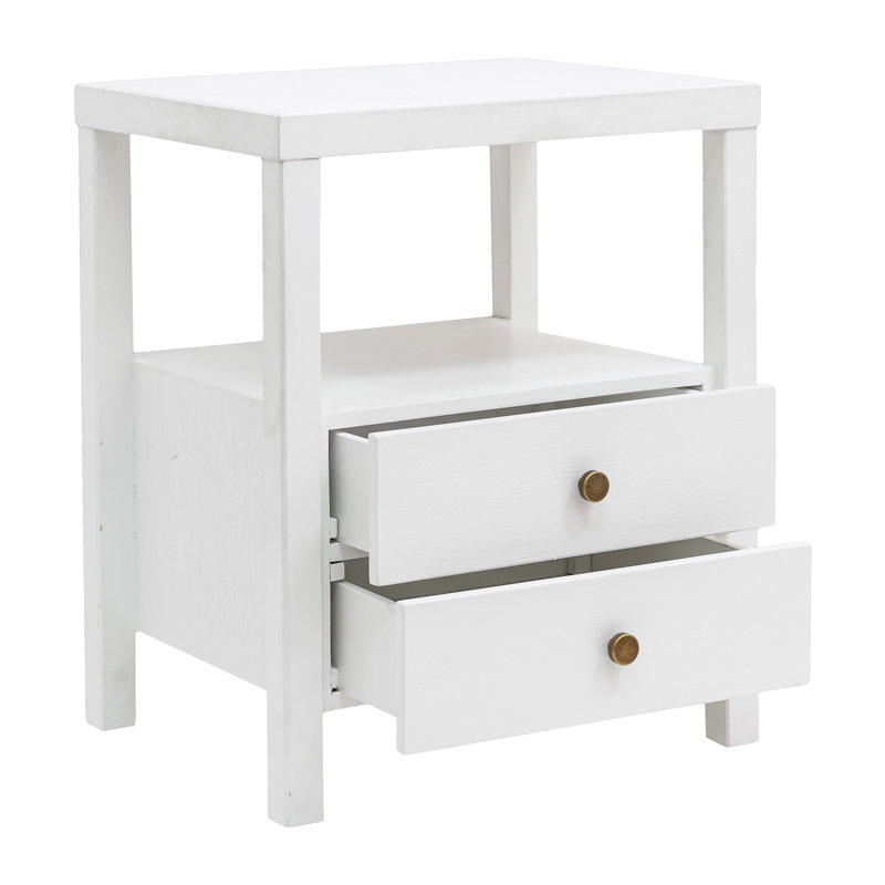 Table de chevet en bois Aderyn, Blanc
