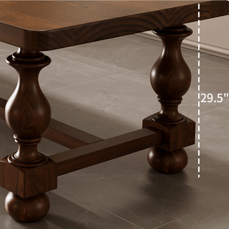 American vintage style solid wood dining table set, 29.5"H x 70.8"L x 31.4"W