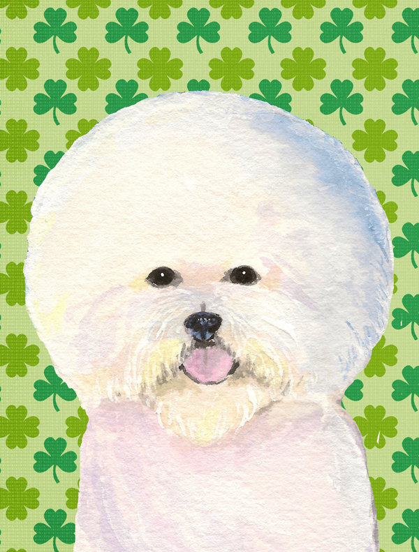 Drapeau de jardin à 2 côtés st. patrick day trèfle, Bichon frisé 2