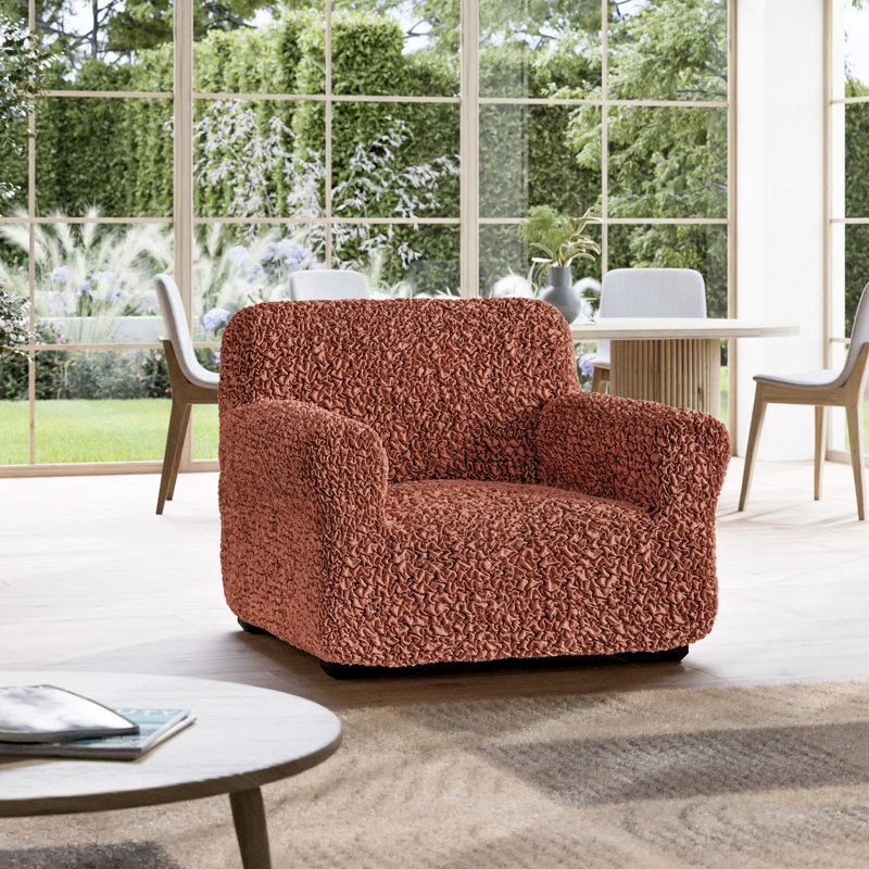 Housse extensible pour fauteuil - écologique et douce - Collection Fuco Cotton, Terre cuite