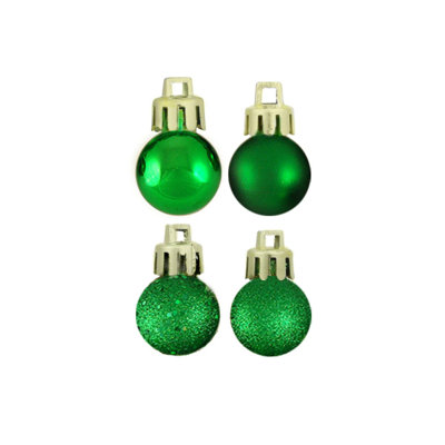 18ct Xmas Green Shatterproof 4-Finish Christmas Ball Ornaments 1.25" (30mm)