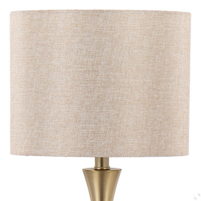 24" Contemporary Metal Table Lamp in Gold Metal with Golden Metallic Linen Shade from Grandview Gallery  - Set of 2