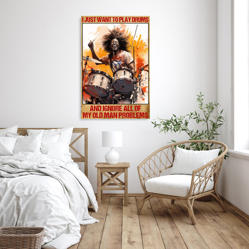 «I Just Want To Play Drums 1», reproduction sur toile, H 14 po x l 11 po x P 1,25 po