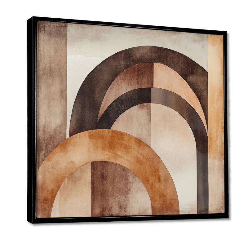 Art mural abstrait terre, terre cuite, Neuilly, H 44 po x l 44 po, Cadre flottant noir