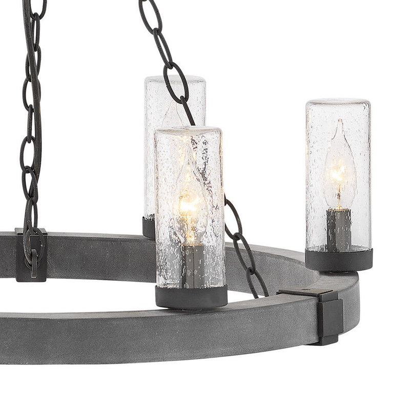 Sawyer 6 - Bulb 23.25" H Outdoor Chandelier, Aged Zinc