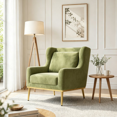Modern Armchair Velvet Accent Chair Reading Chair
