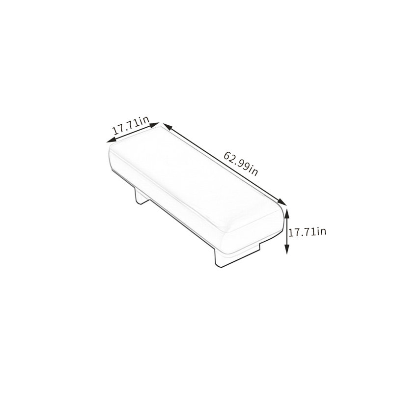 Banc rembourré en cuir de haute qualité, H 17,71 po x l 62,99 po x P 17,71 po
