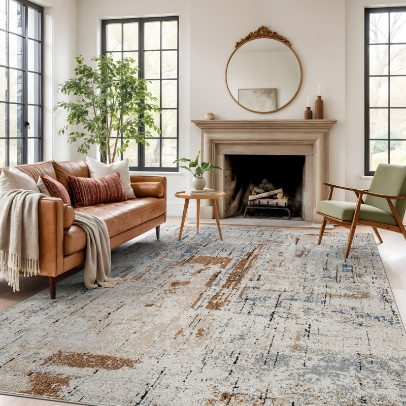 Tapis multicolore Strata - Motif stratifié moderne, facile à nettoyer, Rectangle 7 pi 10 po x 10 pi
