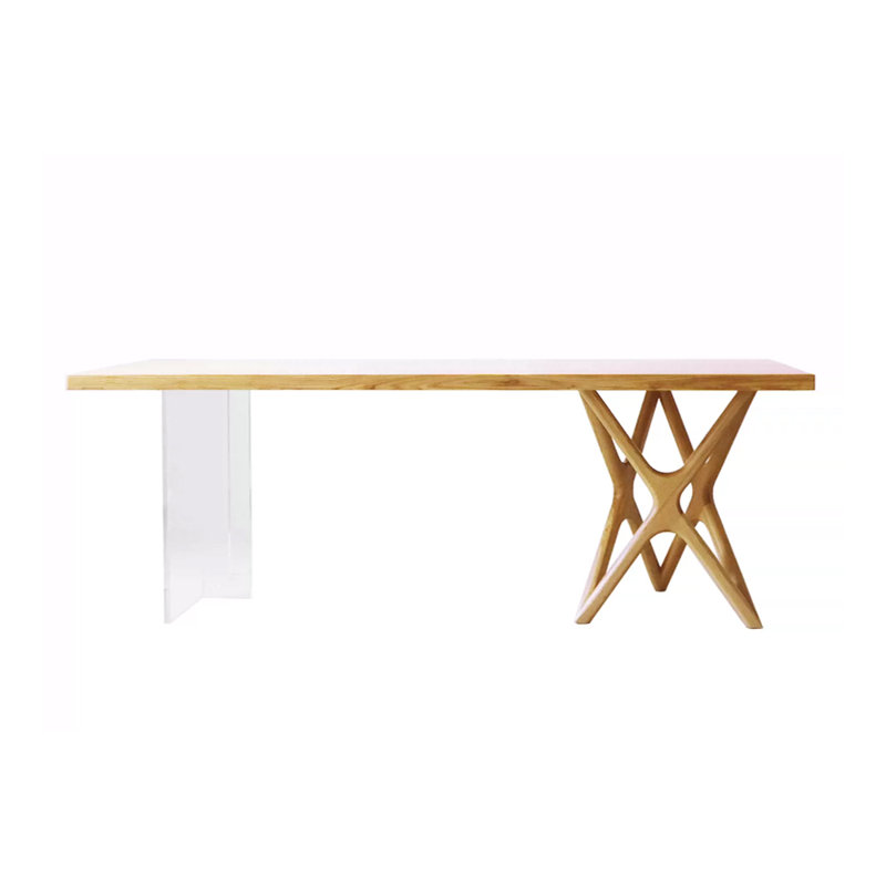 Ash Solid Wood Top Dining Table, 31.49" W x 78.74" L