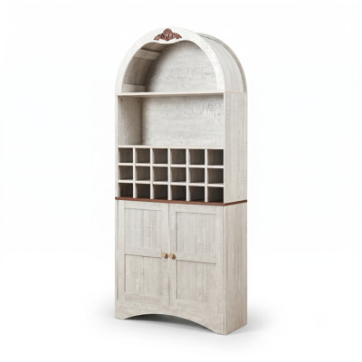 70.9" Arched Wood Wine Cabinet with Removable Rack & Adjustable Shelves