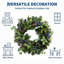 Couronne de Noël pré-illuminée de 61 cm (24 po) avec bleuets et pommes de pin, 20 lumières DEL pour la décoration de portes, murs et fenêtres
