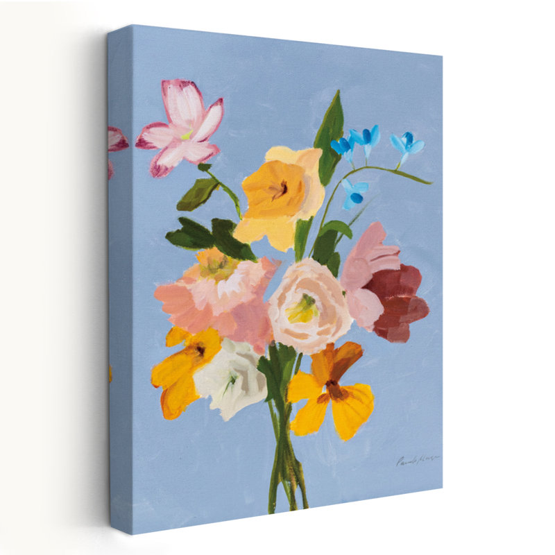 Fleurs de sucre - Bouquet de fleurs bleues - brun, H 48 po x l 32 po