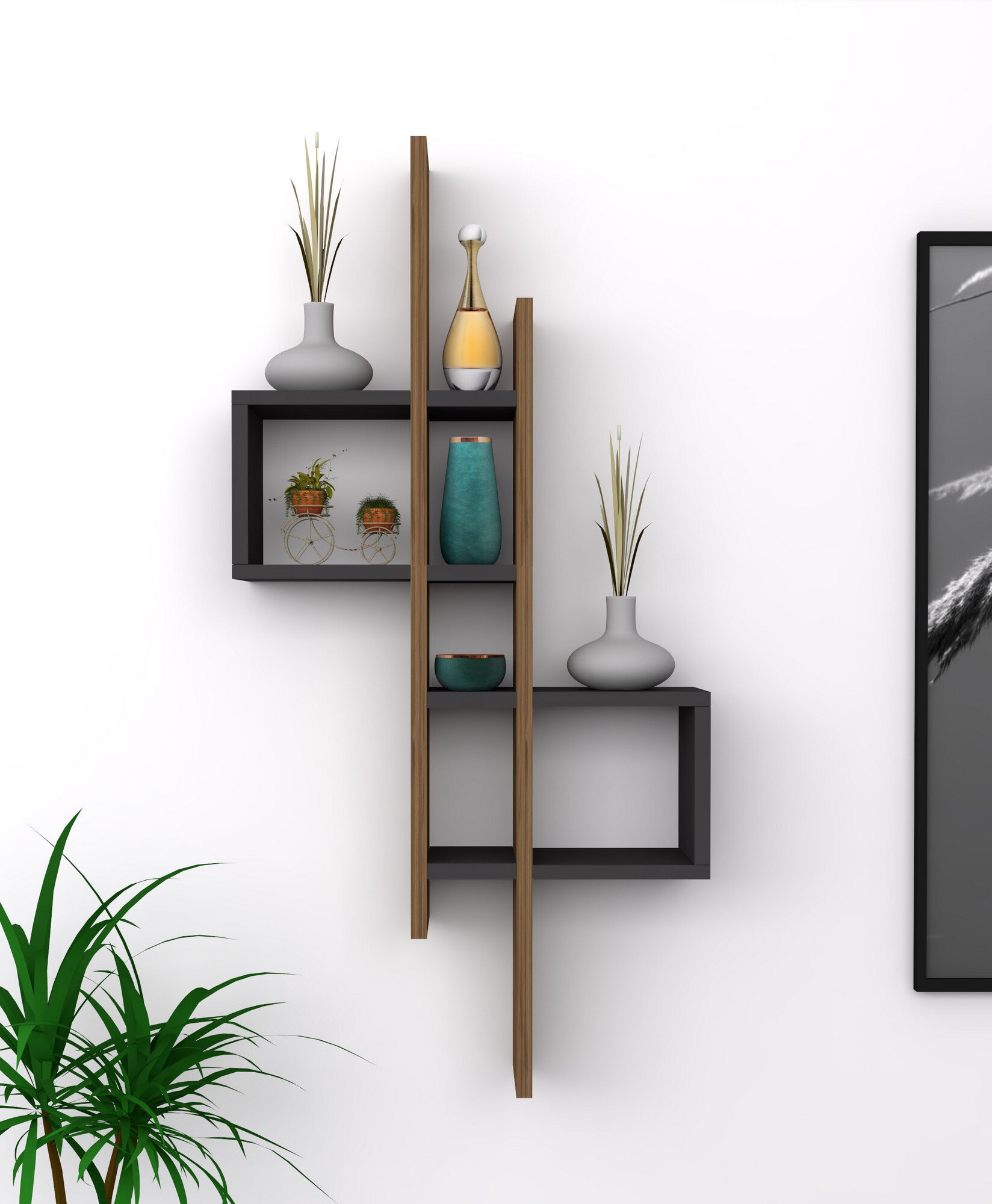 Rhodes 4 Tier Modern Floating Windowsill Wall Shelf Wade Logan Finish: Black