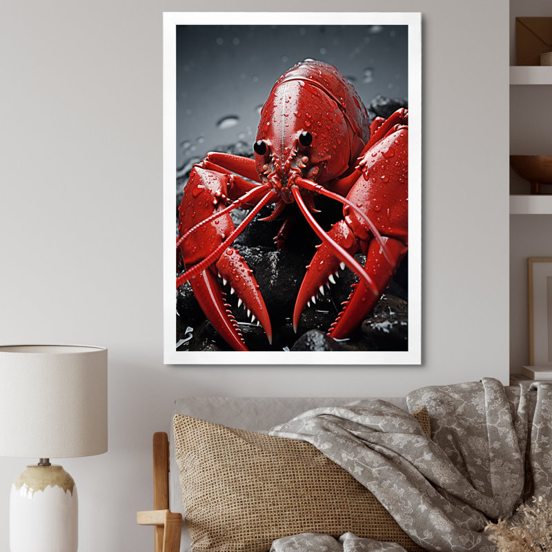 Laurelyn Crayfish Elusive Crayfish sur toile, H 44 po x l 34 po x P 1,5 po, Cadre photo blanc