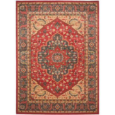 Tapis beige et rouge à motif oriental Pennypacker