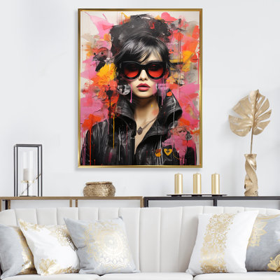 «Pink Fashion Couture Woman Portrait I», art mural mode femme