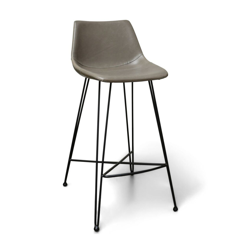Volya Bar & Counter Stool Faux Leather, Dark Grey, Counter Stool (25" Seat Height)