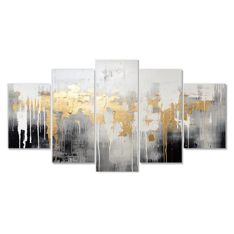 Charli - art mural abstrait 5 pièces, H 32 po x l 60 po