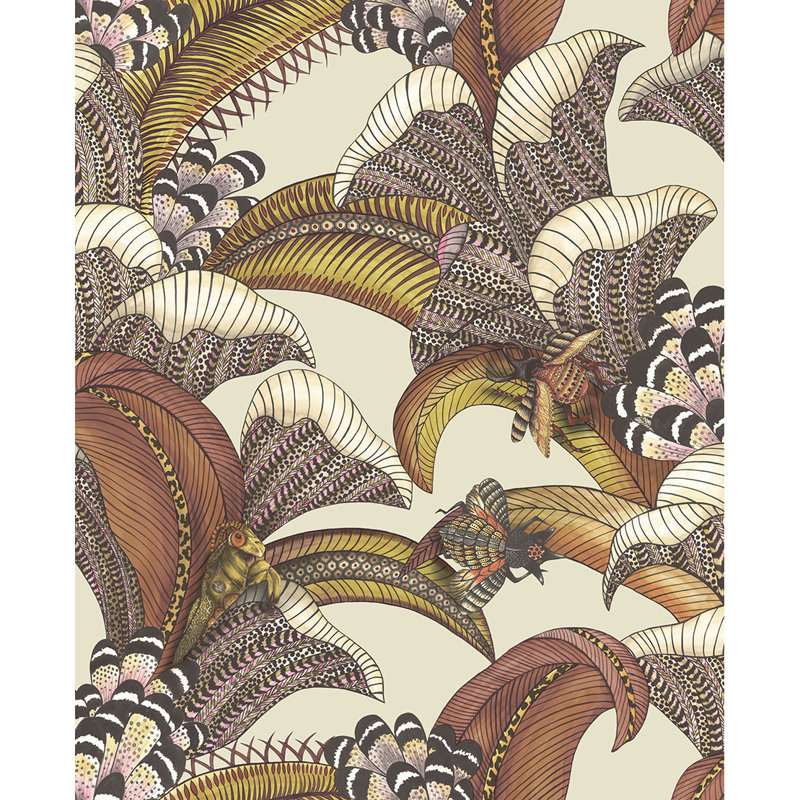 Ardmore-Jabula Hoopoe Leaves 33' L x 20.5" W Wallpaper Roll, Forest Green/Magenta/Midnight
