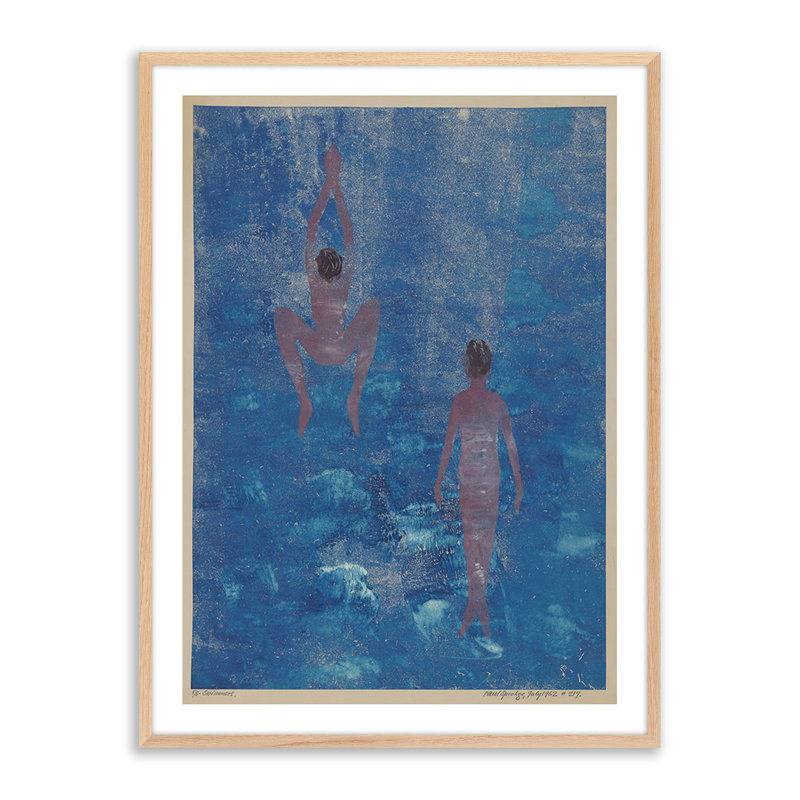 Swimmers Print by Pepi Sprohge, 24" H x 18" W x 1.5" D, Light Brown
