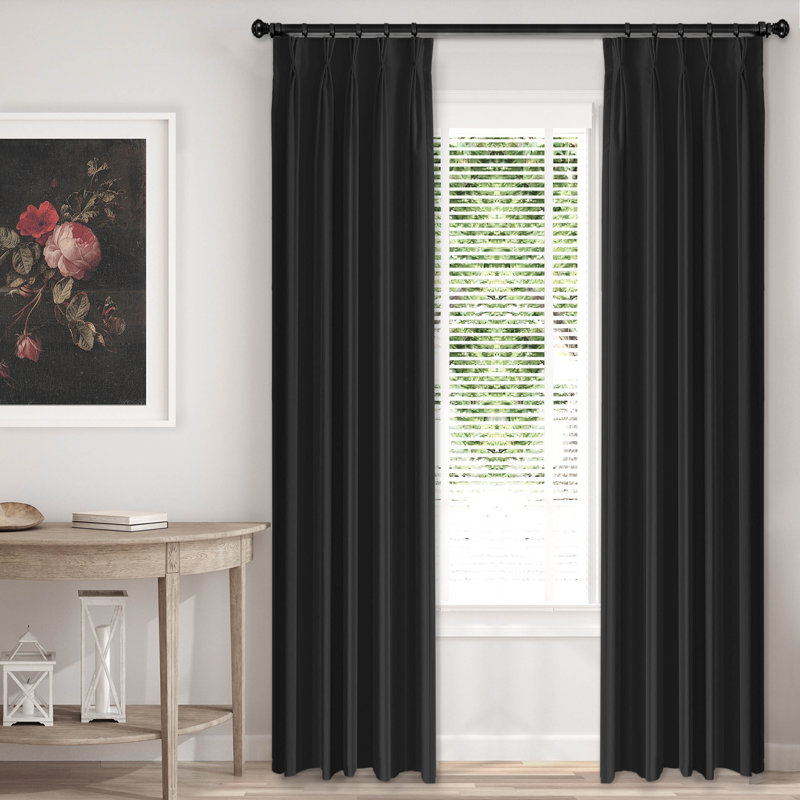 Velvet Room Darkening Curtain Pair, 20" x 84" , Black