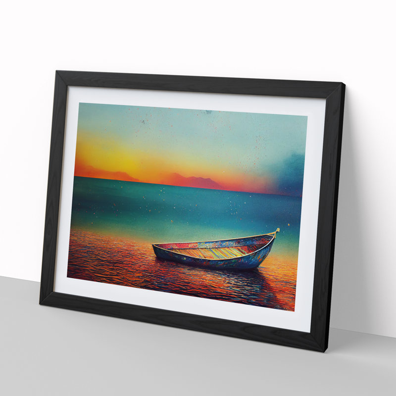 Stranded Boat on the Beach - Framed Print, Black, 46cm H x 64cm W x 2cm D