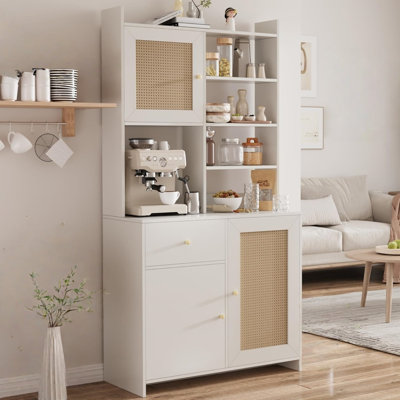 Armoire de cuisine avec tablette réglable, armoire de rangement de 71 po avec support à micro-ondes, armoires pour cuisine, salle à manger, salon