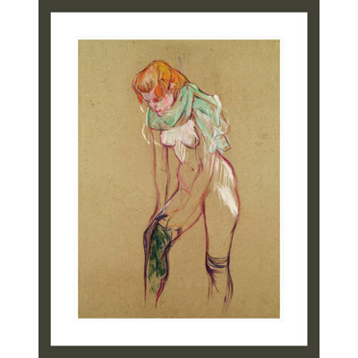 «Femme tirant vers le haut de son bas» par Henri de Toulouse-Lautrec, impression giclée encadrée