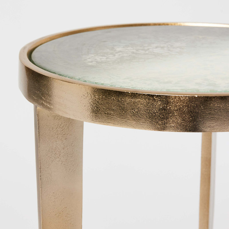 Jan Glass End Table, Champagne, Taupe Gray
