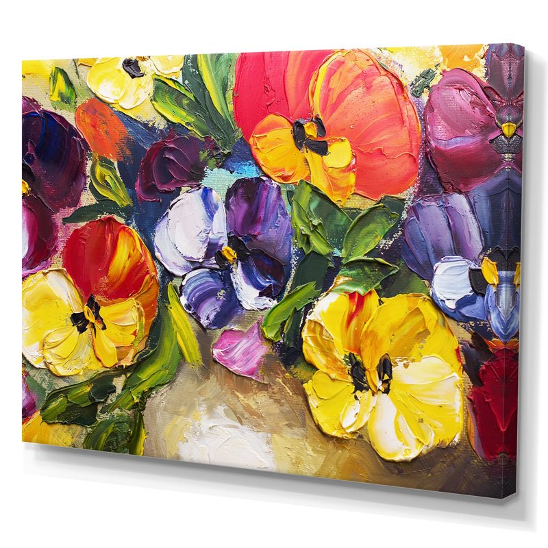 Fleurs rétro II - reproduction d'art sur toile, H 8 po x l 12 po x P 1 po, Toile tendue