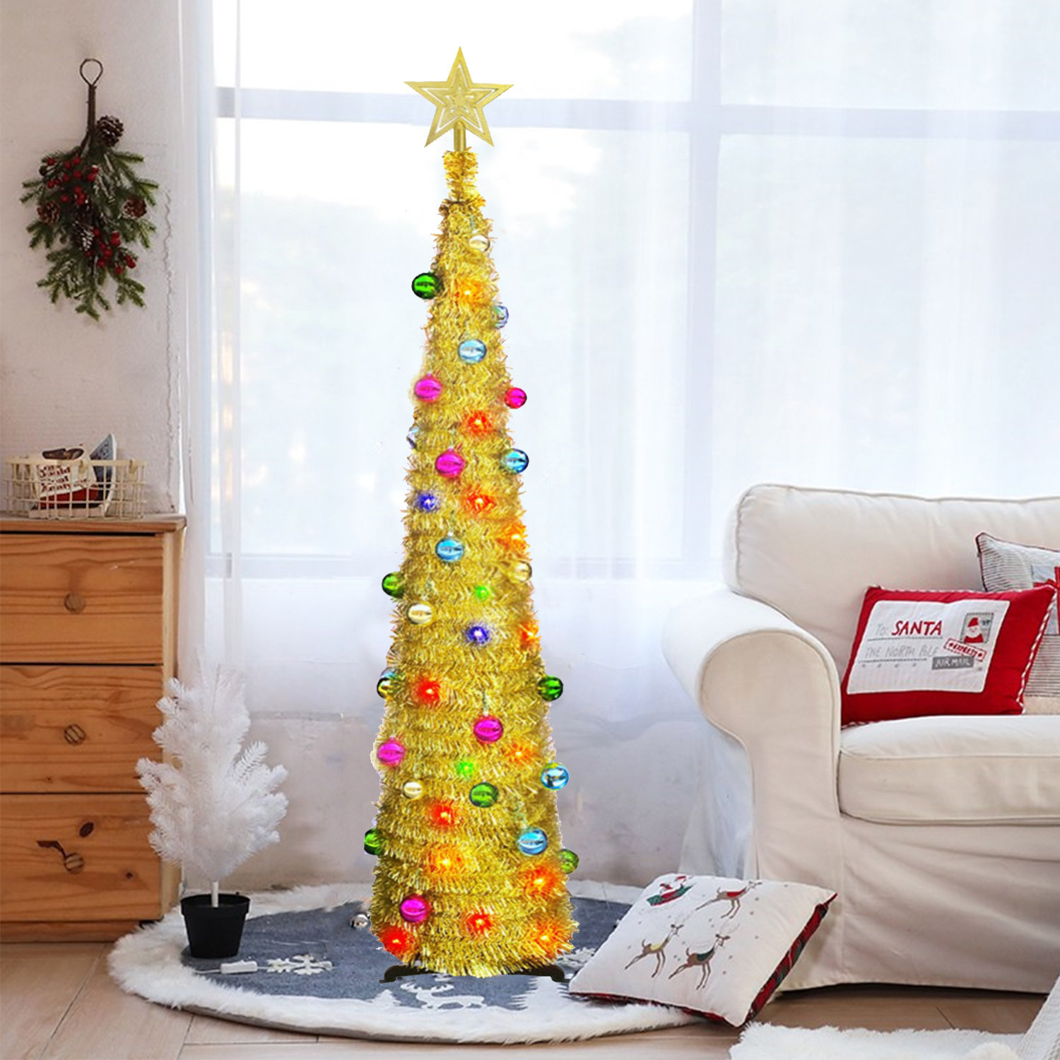 Northlight 4' Prelit Artificial Christmas Tree White Iridescent Pine -  Pink/purple Lights : Target