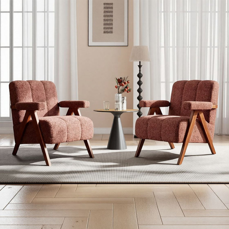 Ensemble de 2 chaises d'appoint Mid-Century Modern, Red