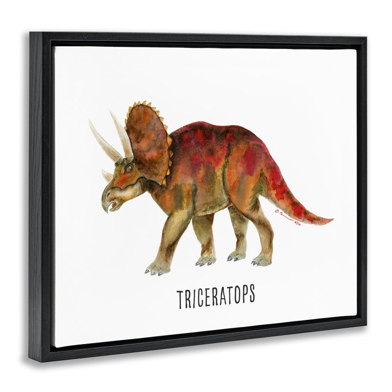  «Triceratops Dinosaur Apprendre» par Brett Blumenthal, Cadre flottant noir de jais, H 25 po x l 31 po