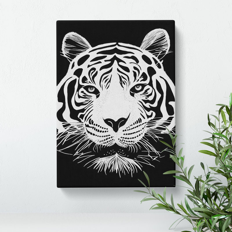 Monochrome Tiger No.3 - Wrapped Canvas, 60cm H x 40cm W x 3cm D