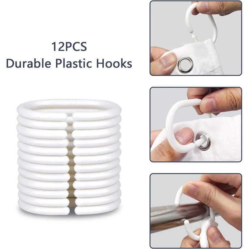 Rideau de douche avec crochets inclus, H 72 po x l 72 po