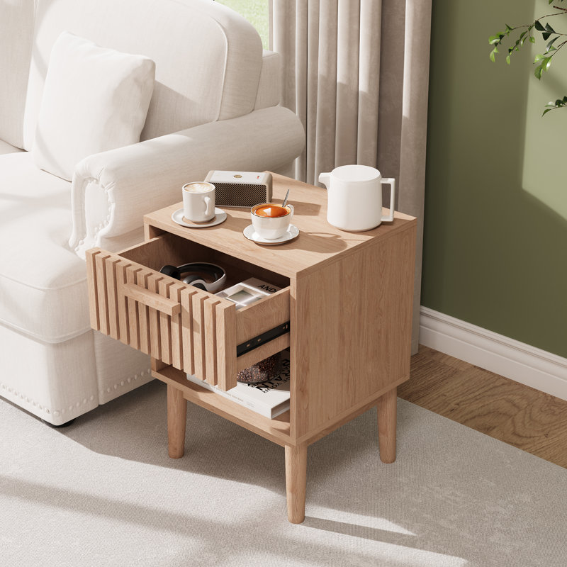 40cm W Solid + Manufactured Wood Bedside Table
