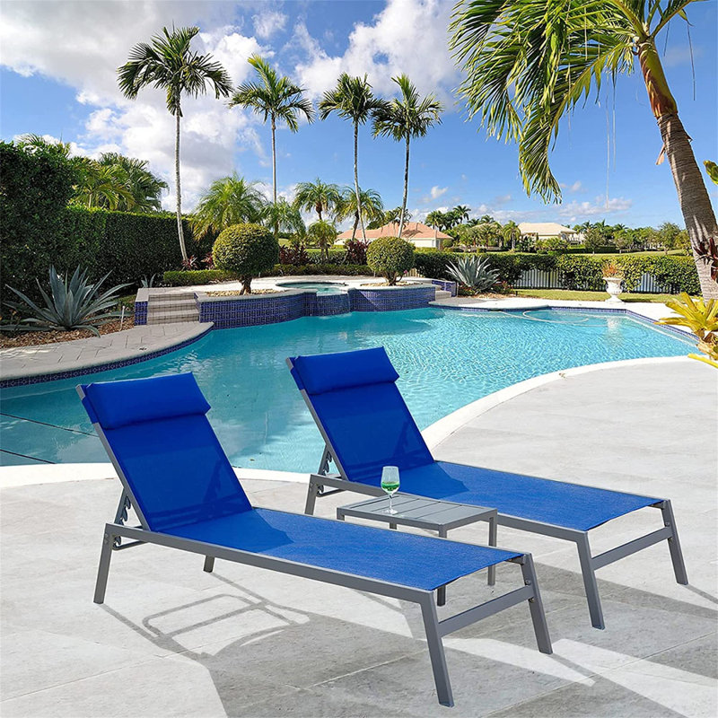 Outdoor Metal Chaise Lounge with Table