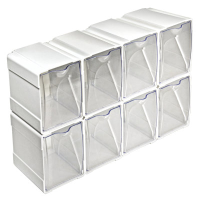 White Stackable Tilt Bin Counter Organizers 8-Pack
